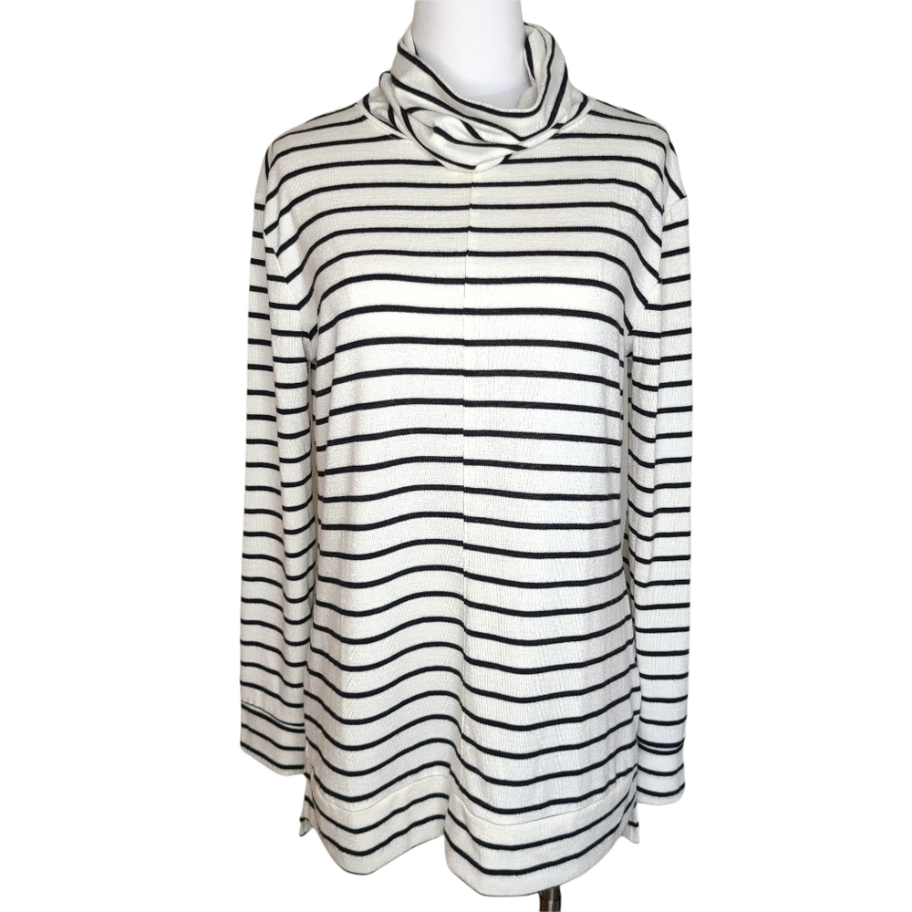a new day Striped Turtleneck Tunic Top White Black S Target
